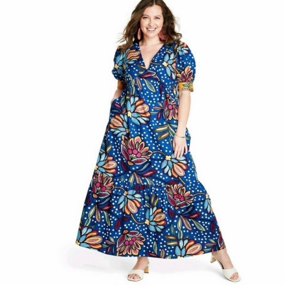 NWT Tabitha Brown For Target Bright Blue Floral Dress - Picture 9 of 15